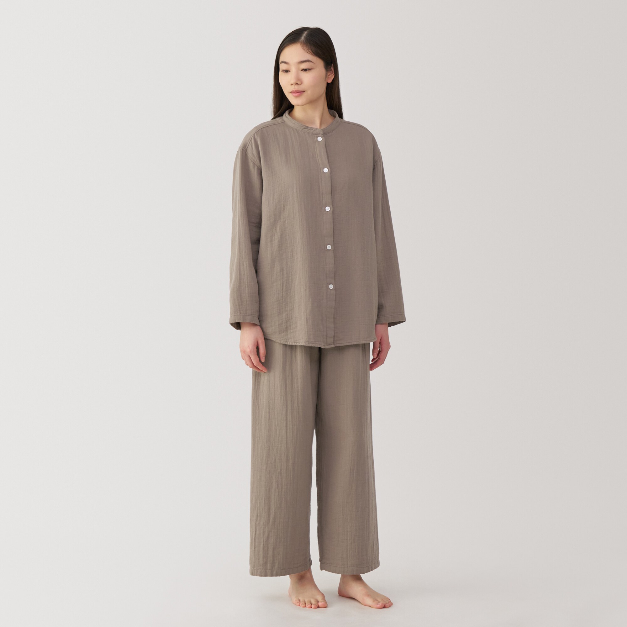 新品／無印良品／大きいサイズL／脇に縫い目のないチーズクロスガーゼ長袖パジャマ 婦人 脇に縫い目のない チーズクロスガーゼ長袖パジャマ | 無印良品