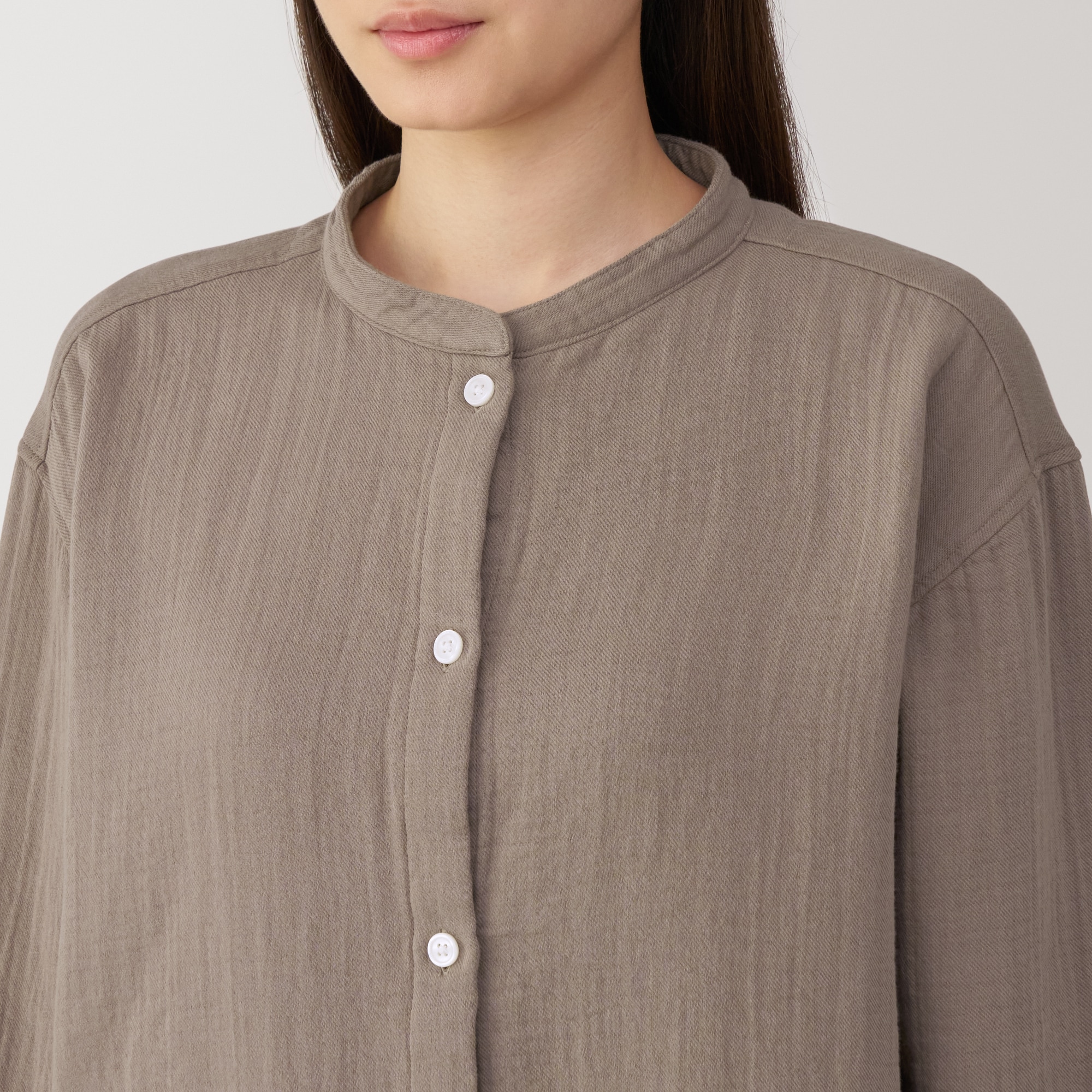 婦人　脇に縫い目のない　チーズクロスガーゼ長袖パジャマ　