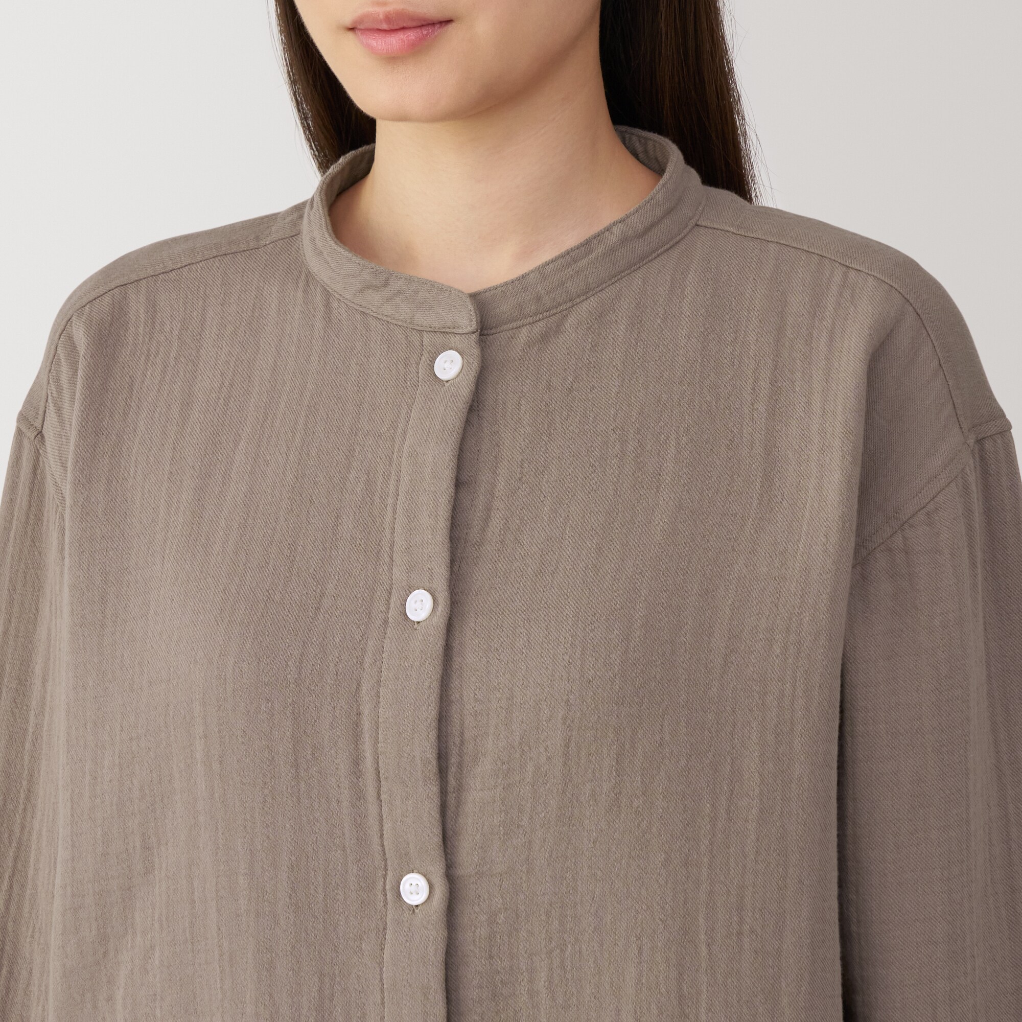 婦人　脇に縫い目のない　チーズクロスガーゼ長袖パジャマ　