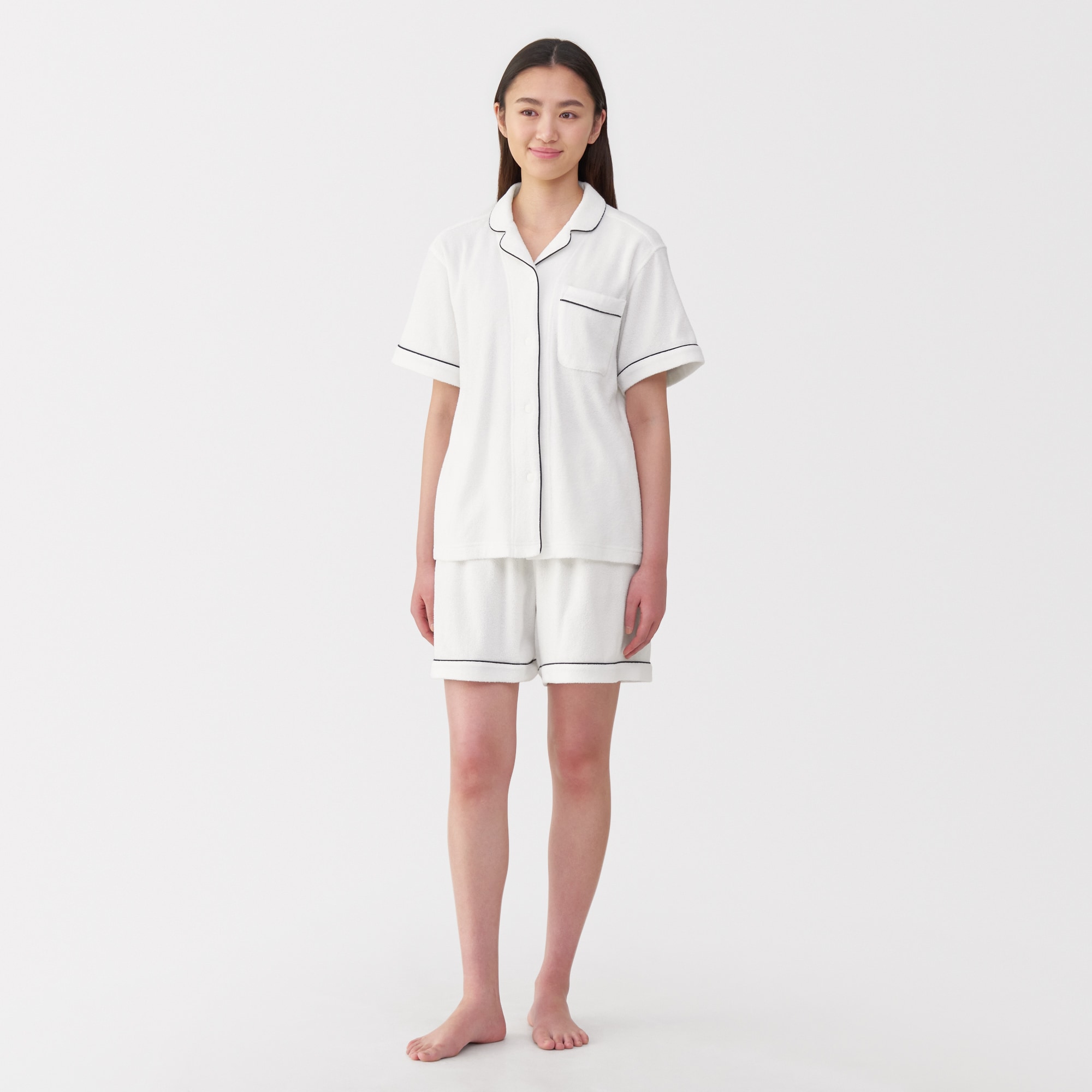 婦人　着るタオル　両面パイル半袖パジャマ
