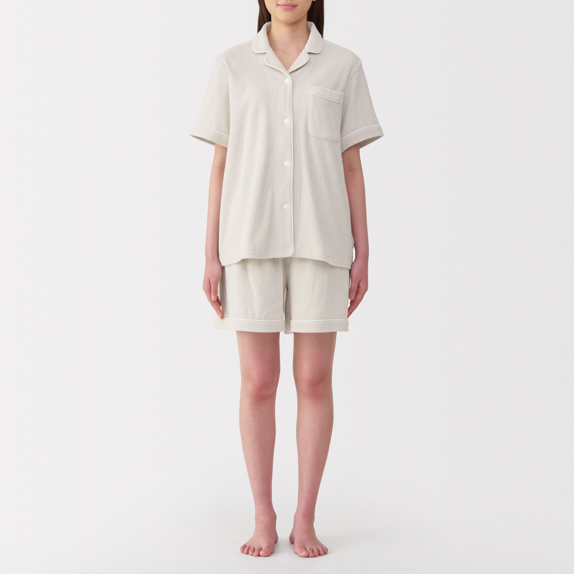 婦人　着るタオル　両面パイル半袖パジャマ