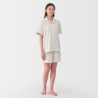 婦人　着るタオル　両面パイル半袖パジャマ