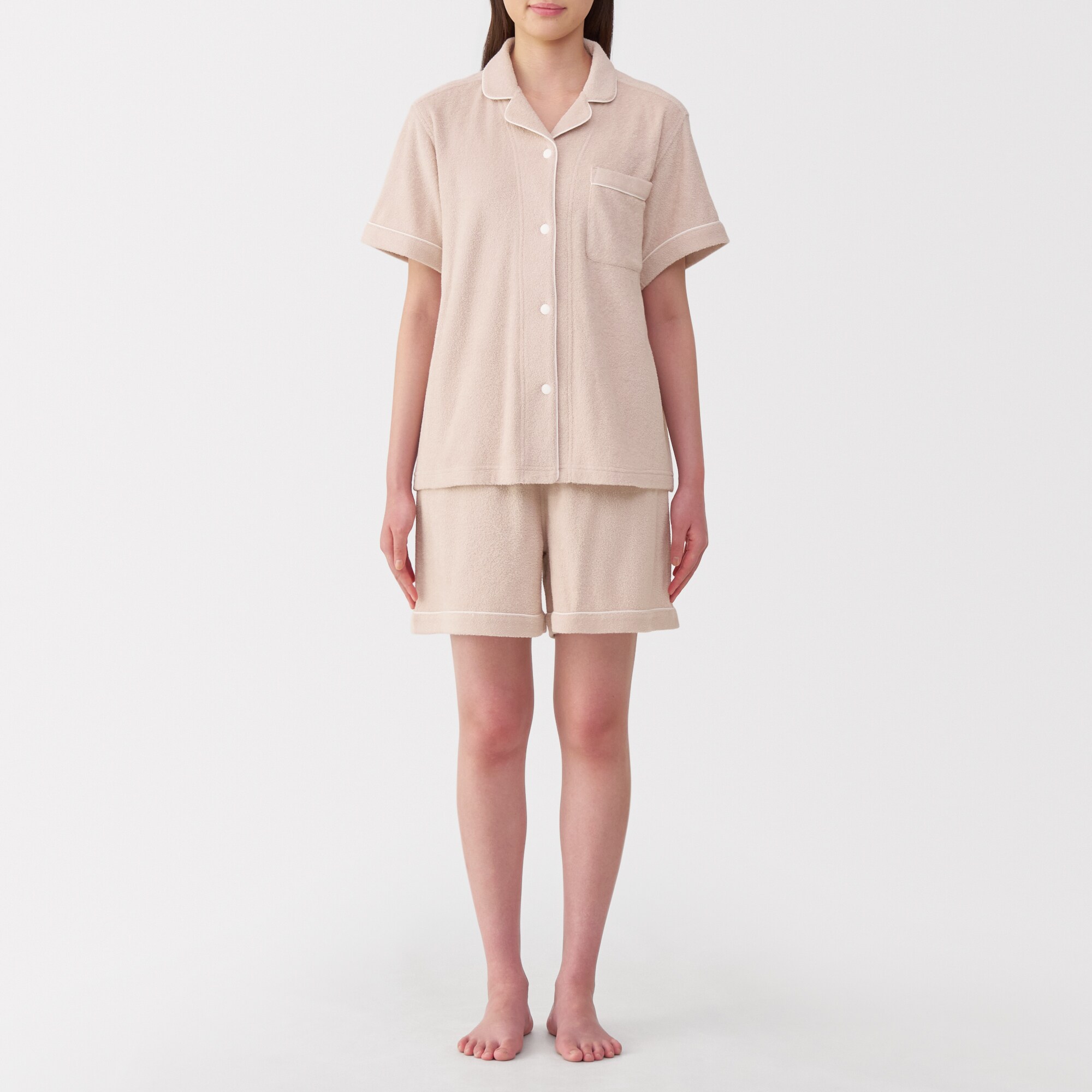 婦人　着るタオル　両面パイル半袖パジャマ