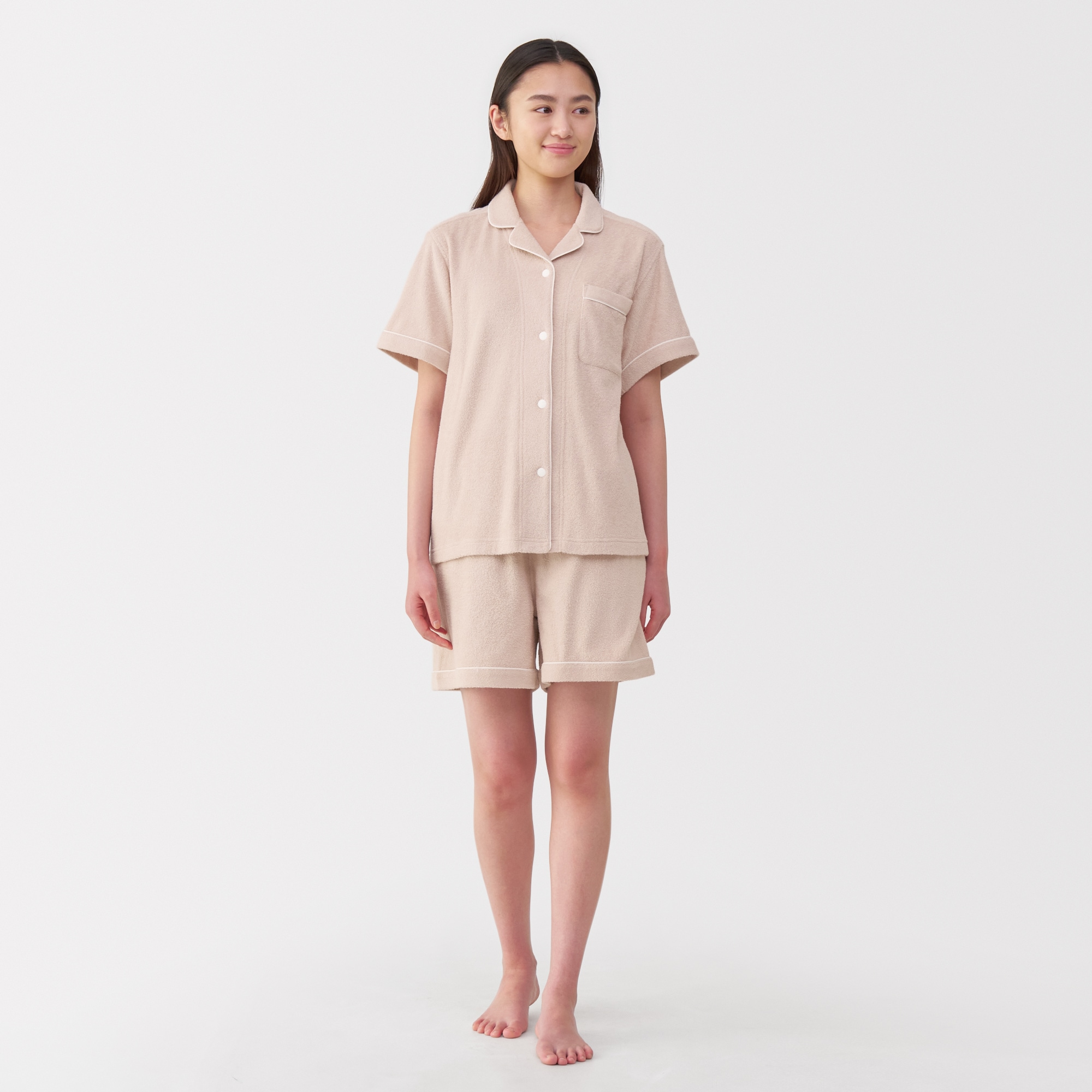 婦人　着るタオル　両面パイル半袖パジャマ