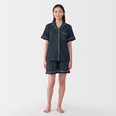 婦人　着るタオル　両面パイル半袖パジャマ