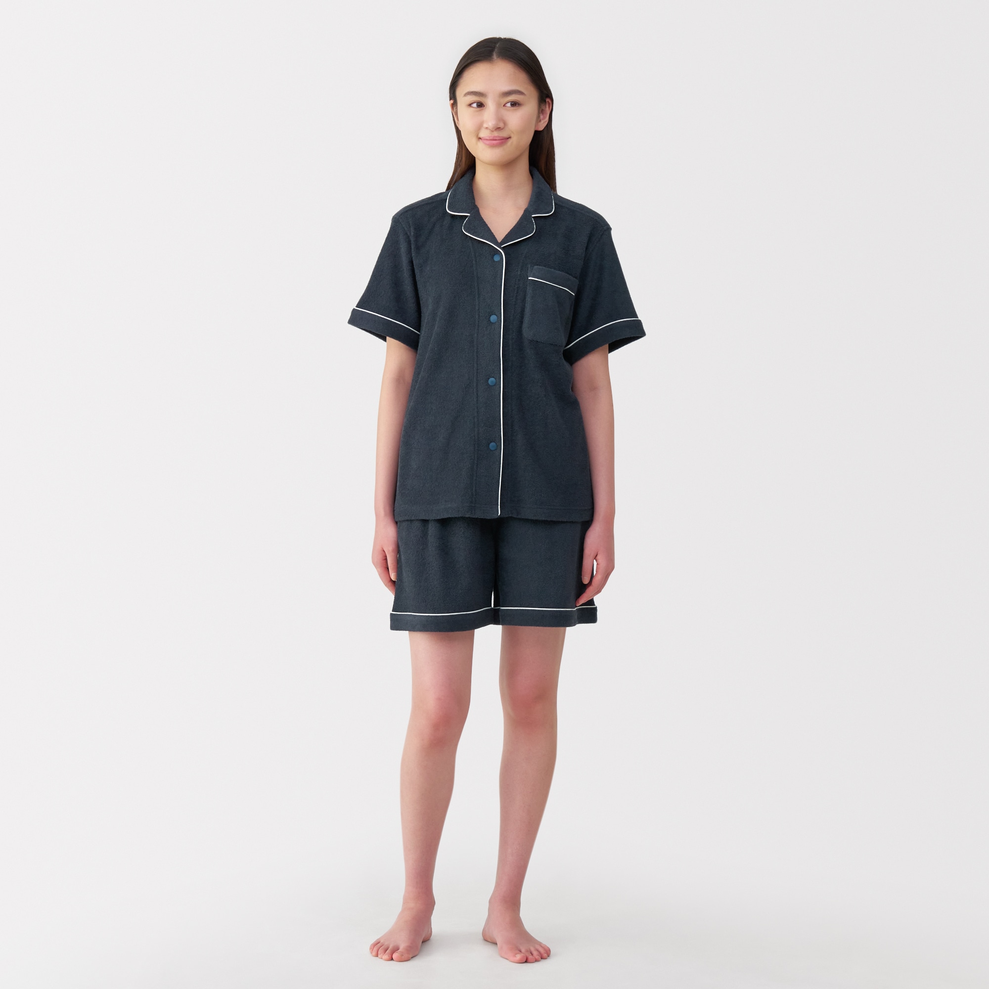 婦人　着るタオル　両面パイル半袖パジャマ