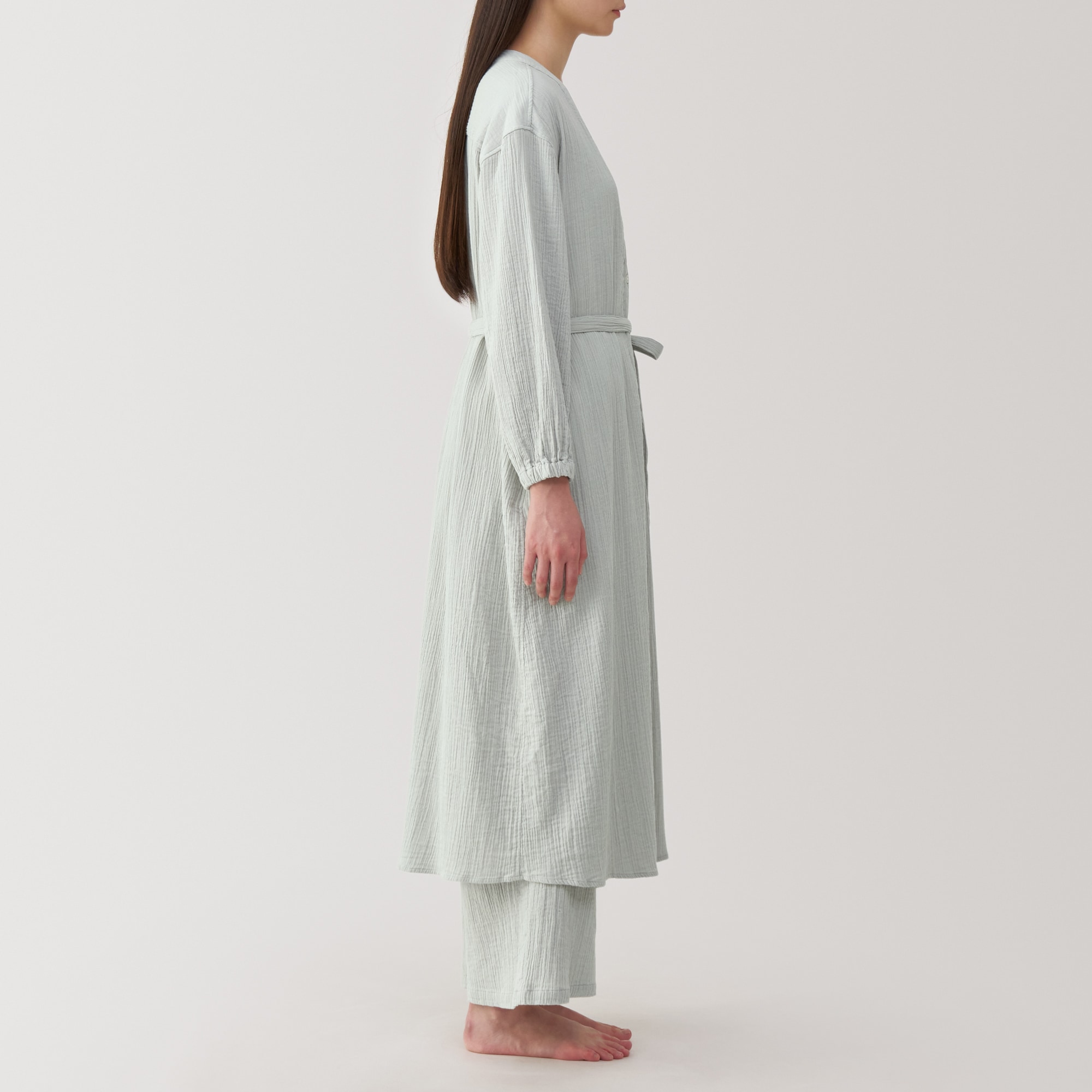 婦人　楊柳ガーゼ　ロングカーディガン