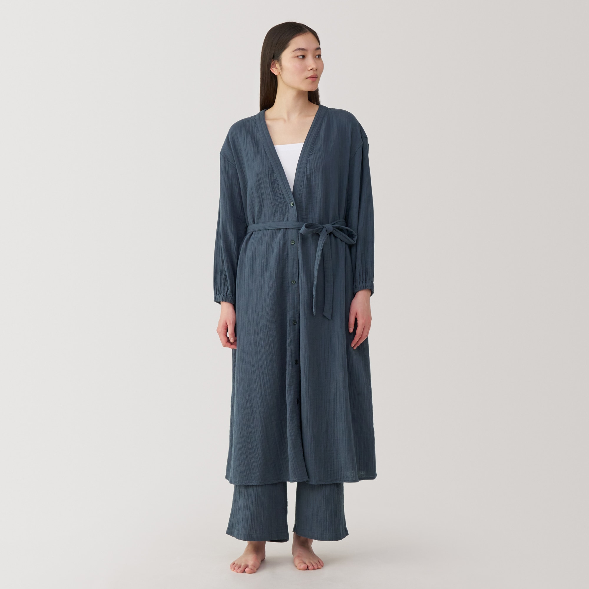 日本未発売】 無印良品MUJI x IDEEロングカーディガン 麻綿