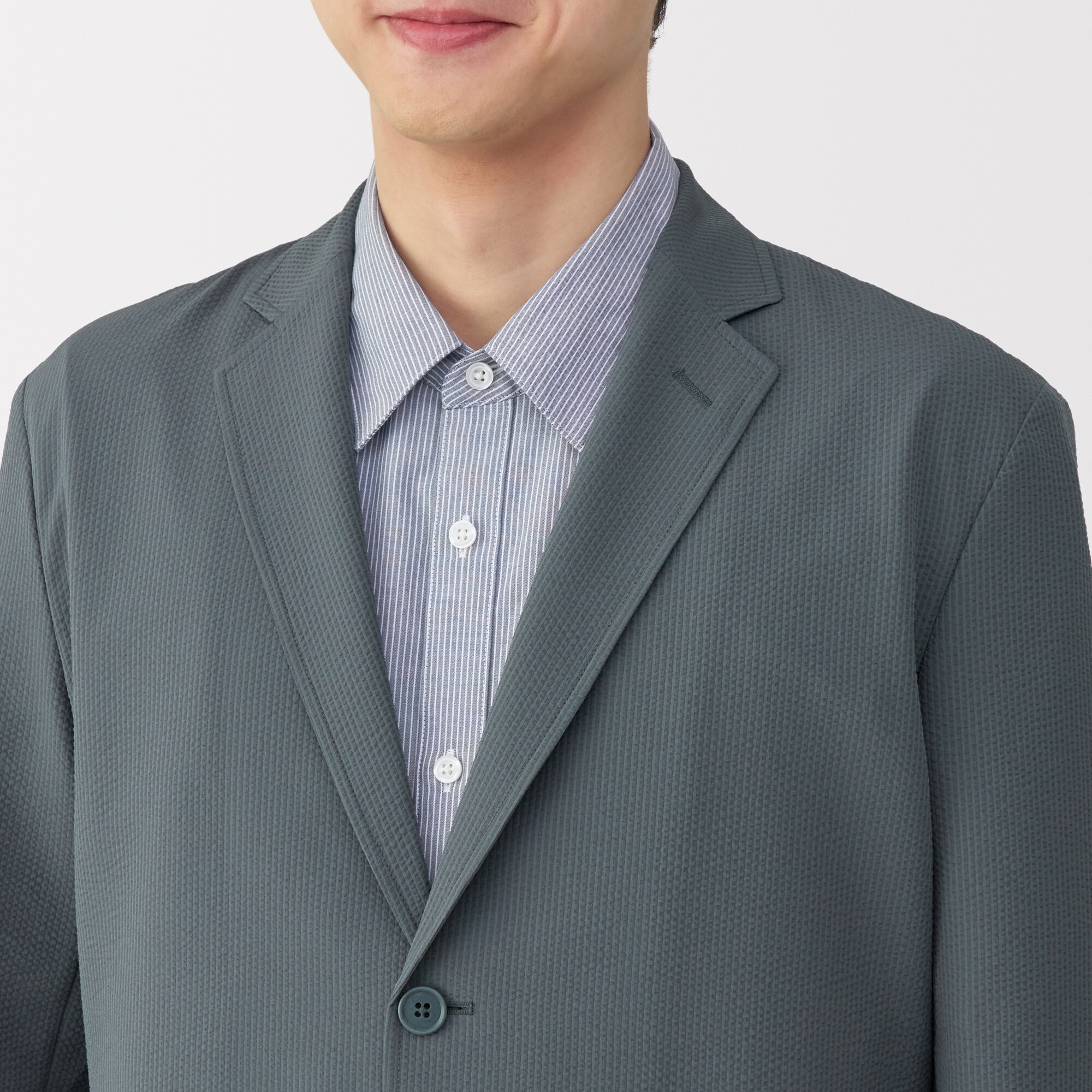 紳士　風を通す　ストレッチサッカージャケット