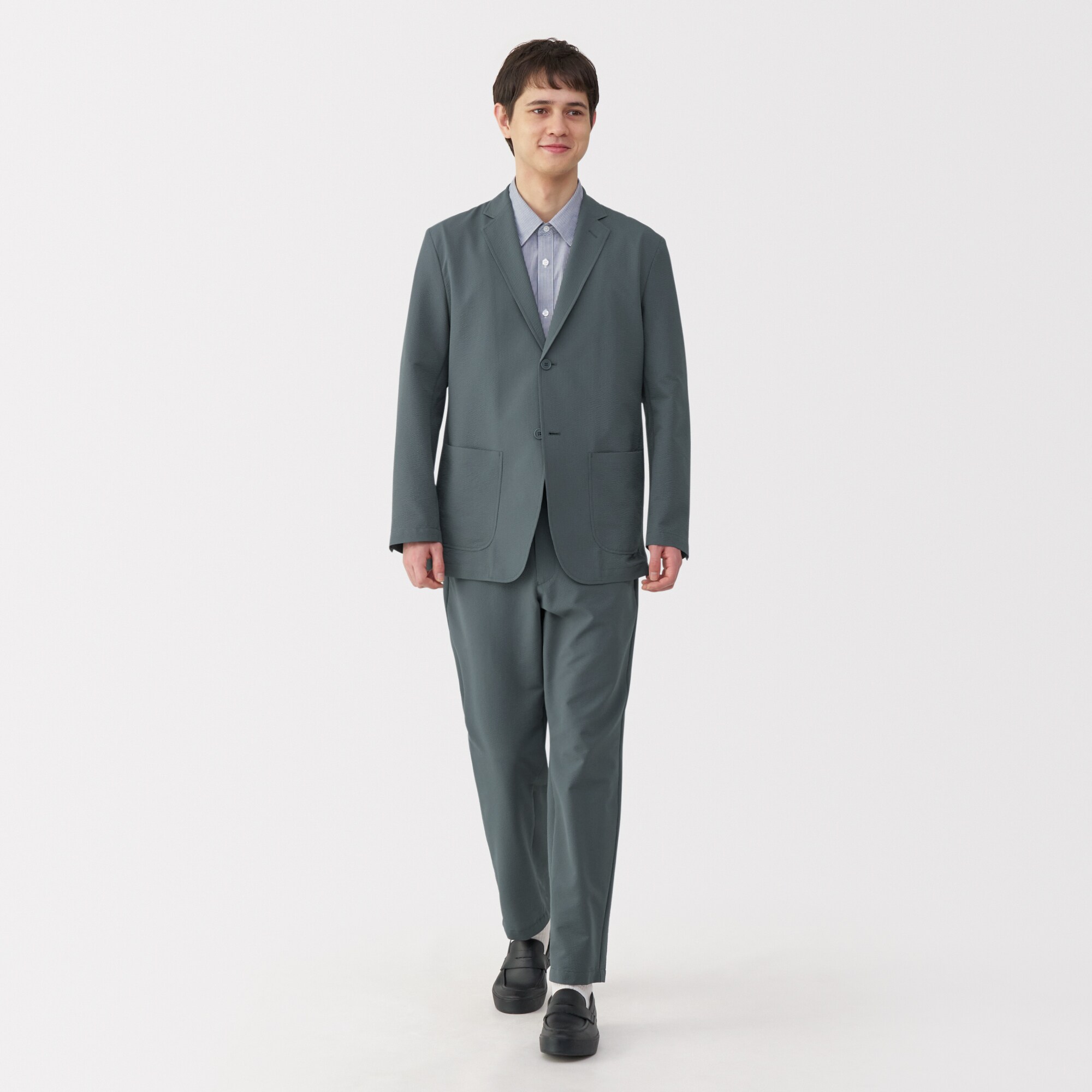 紳士　風を通す　ストレッチサッカージャケット