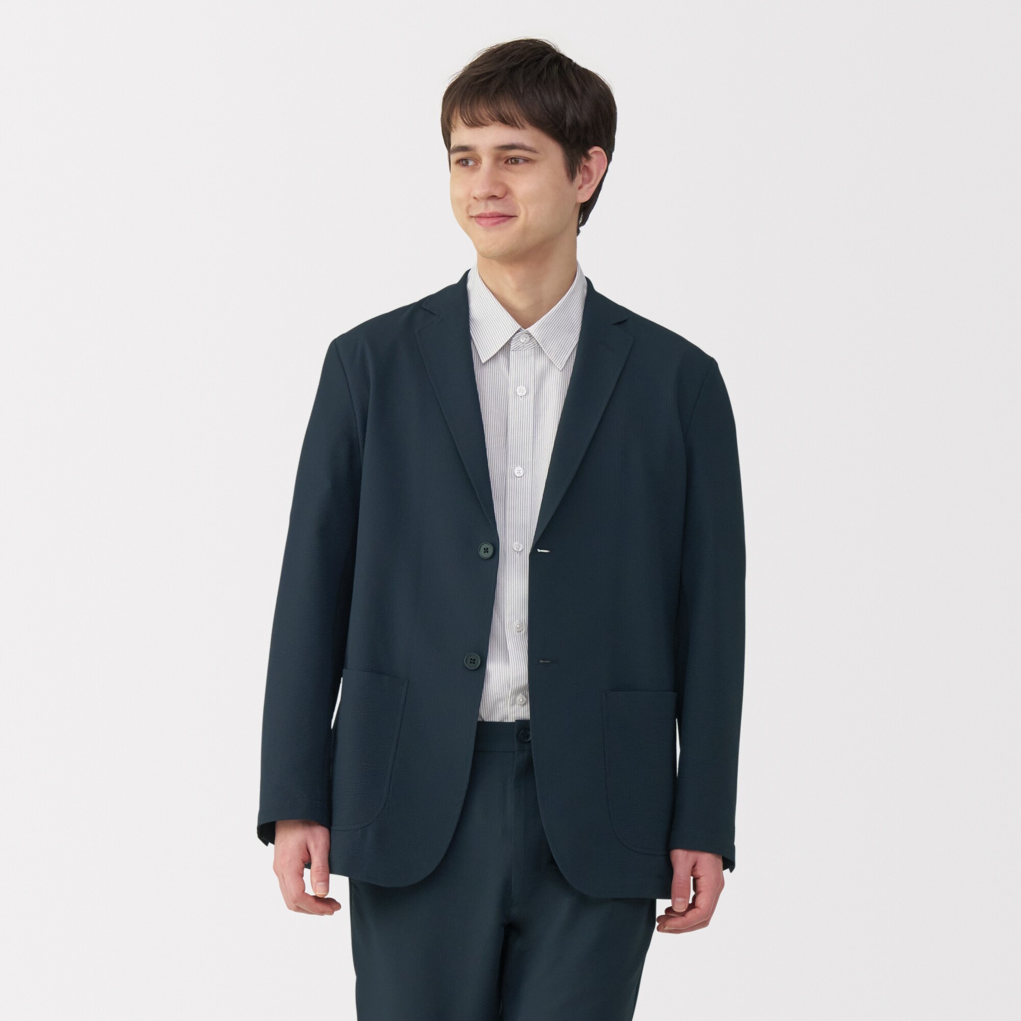 紳士　風を通す　ストレッチサッカージャケット