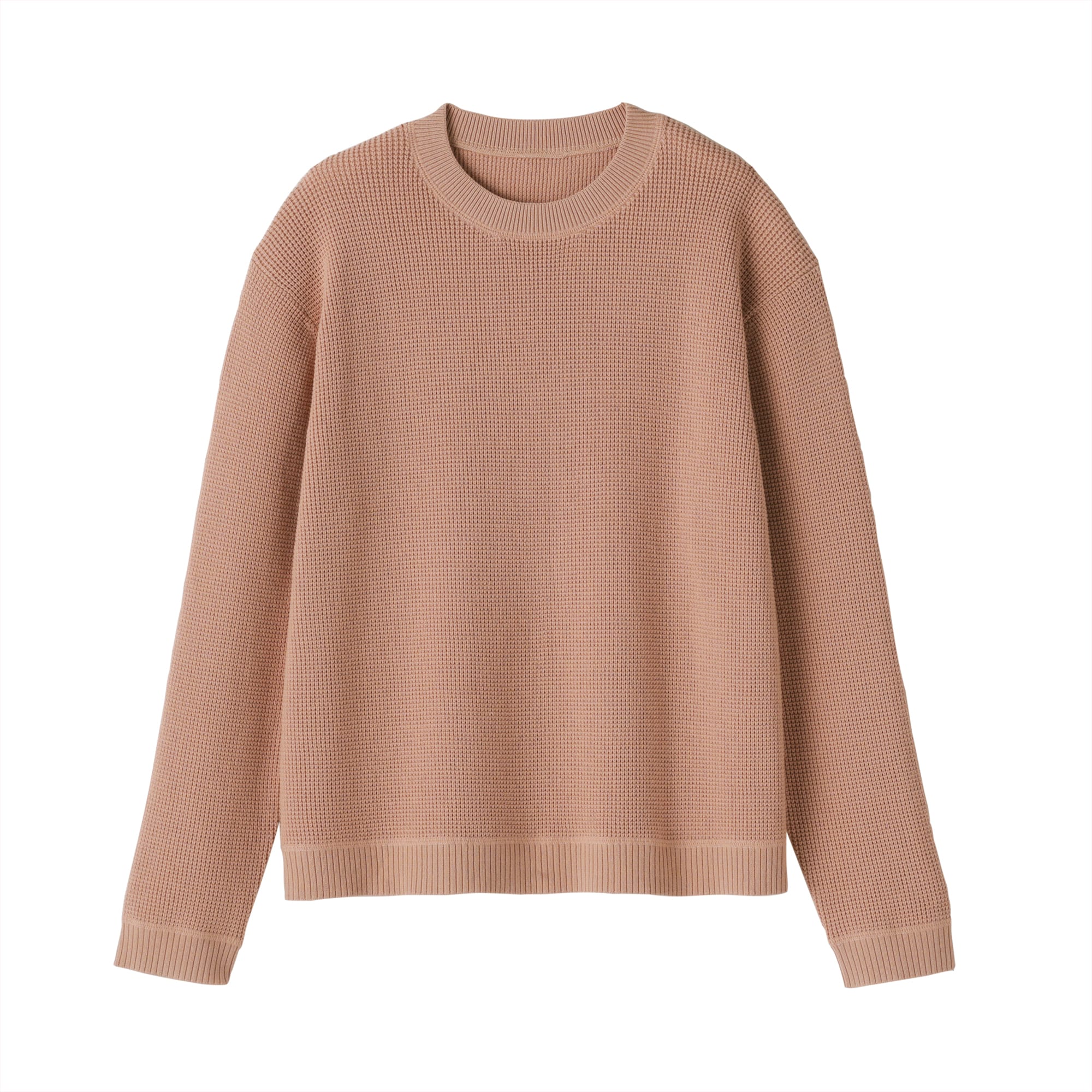 婦人　洗えるワッフル編みクルーネックセーター