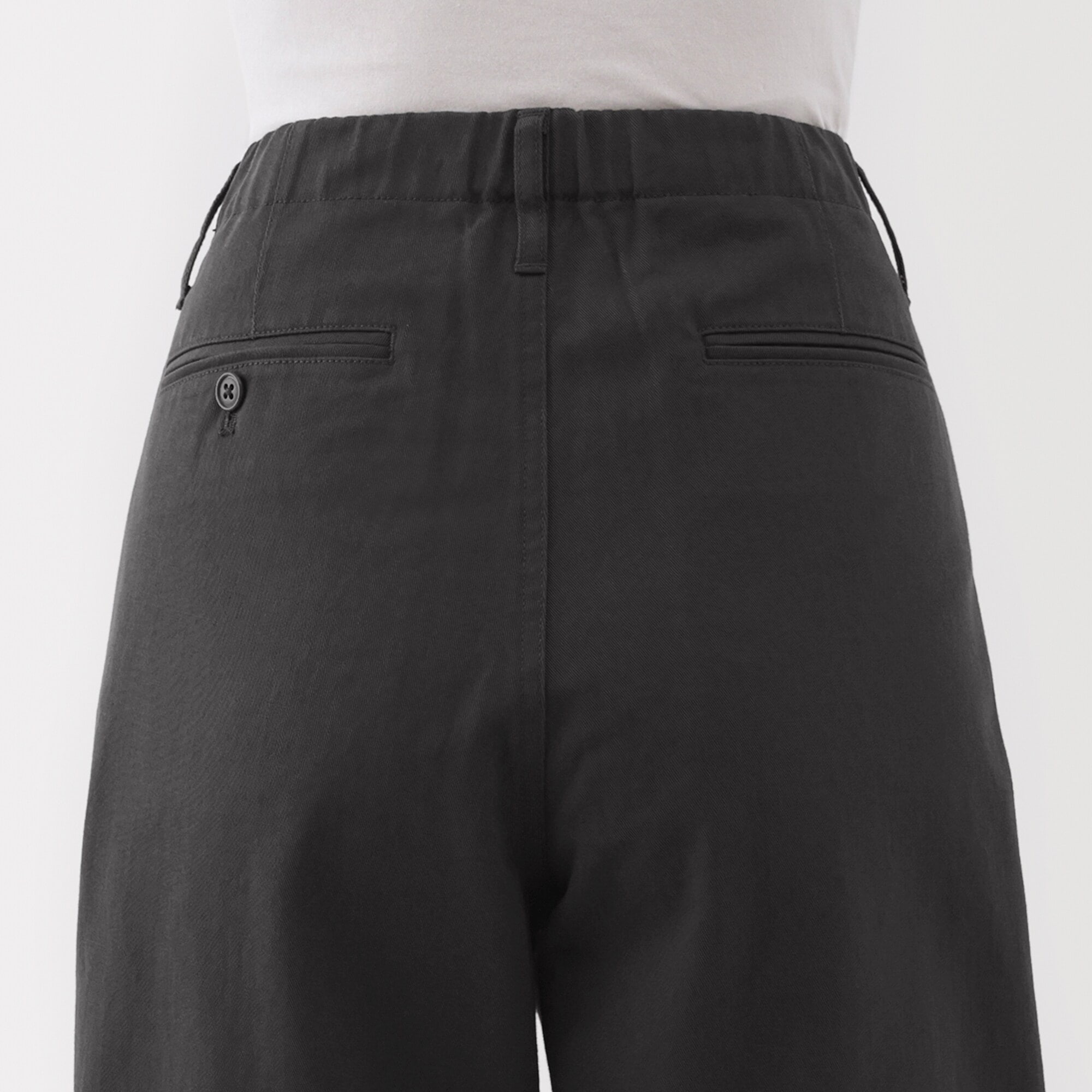 婦人　ムラ糸　チノタックワイドパンツ　股下長め