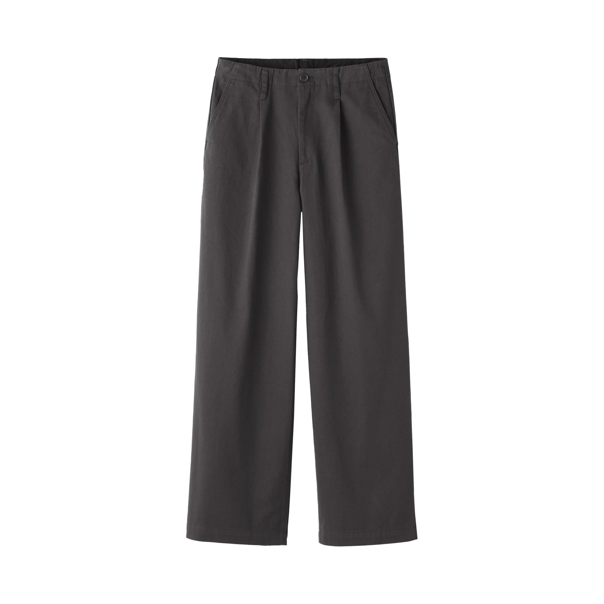 婦人　ムラ糸　チノタックワイドパンツ　股下長め