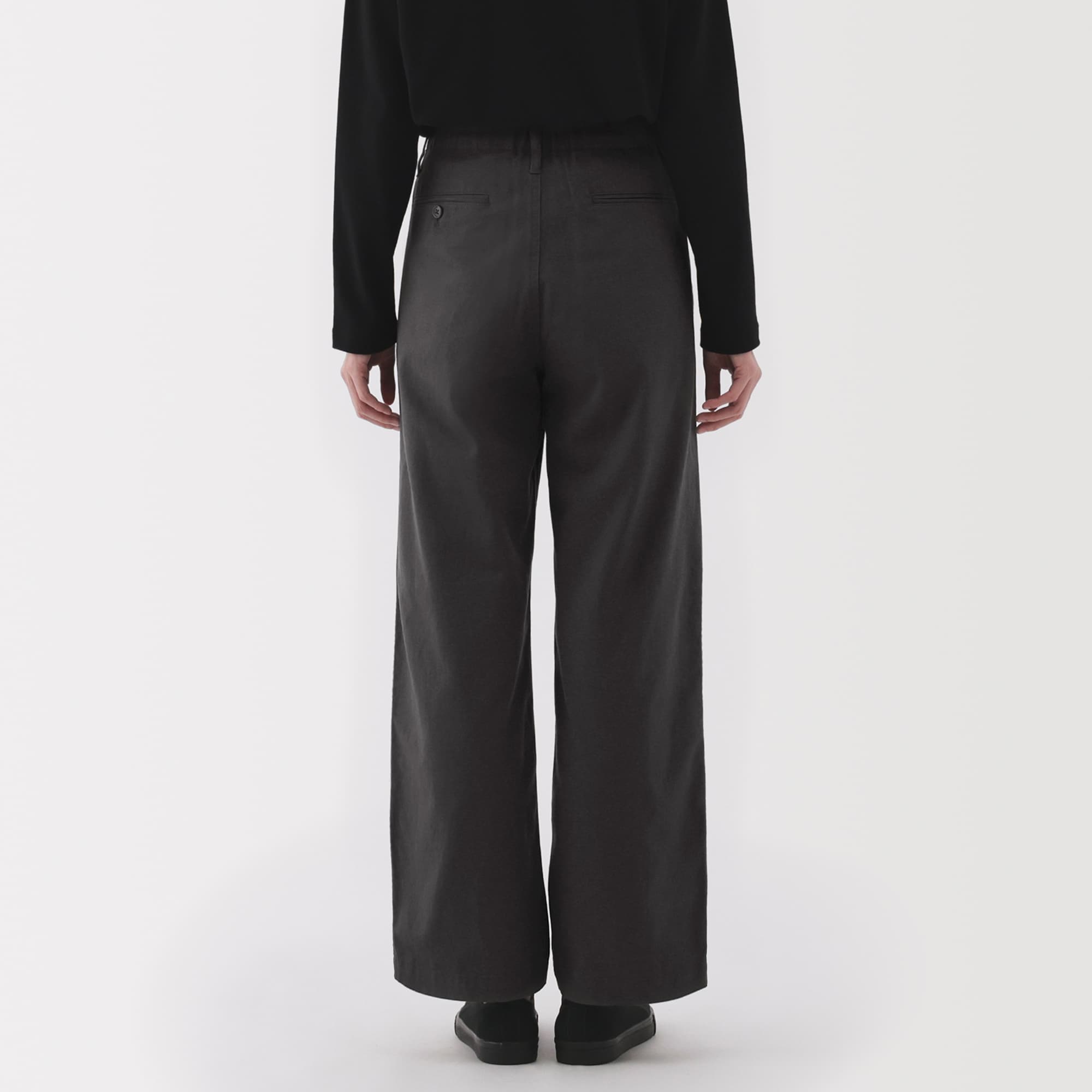 婦人　ムラ糸　チノタックワイドパンツ　股下長め