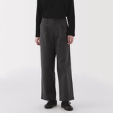 婦人　ムラ糸　チノタックワイドパンツ　股下長め