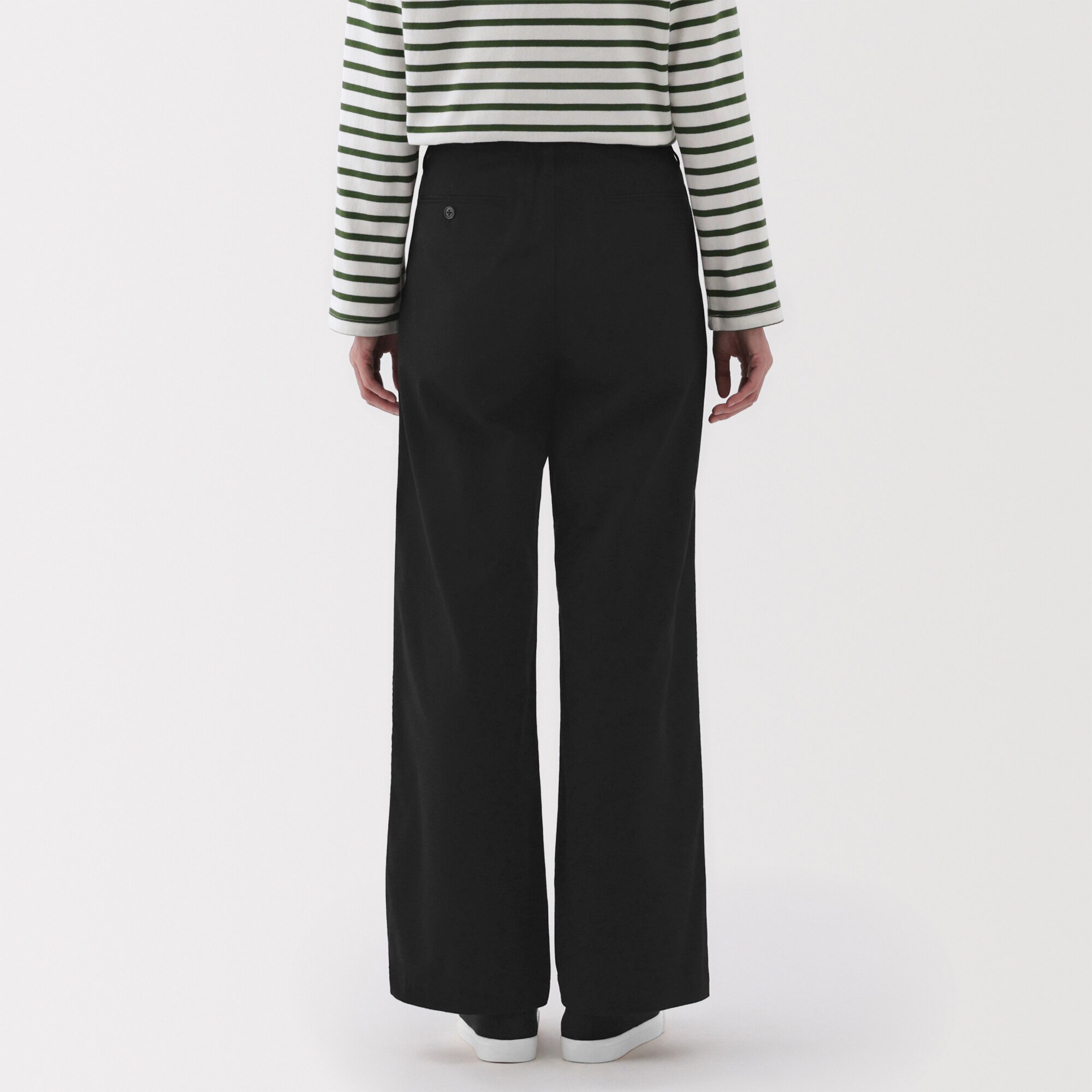 Noremid黒 ワイドパンツ値下げ⭕️ 婦人 ムラ糸 チノタックワイドパンツ 股下長め | 無印良品