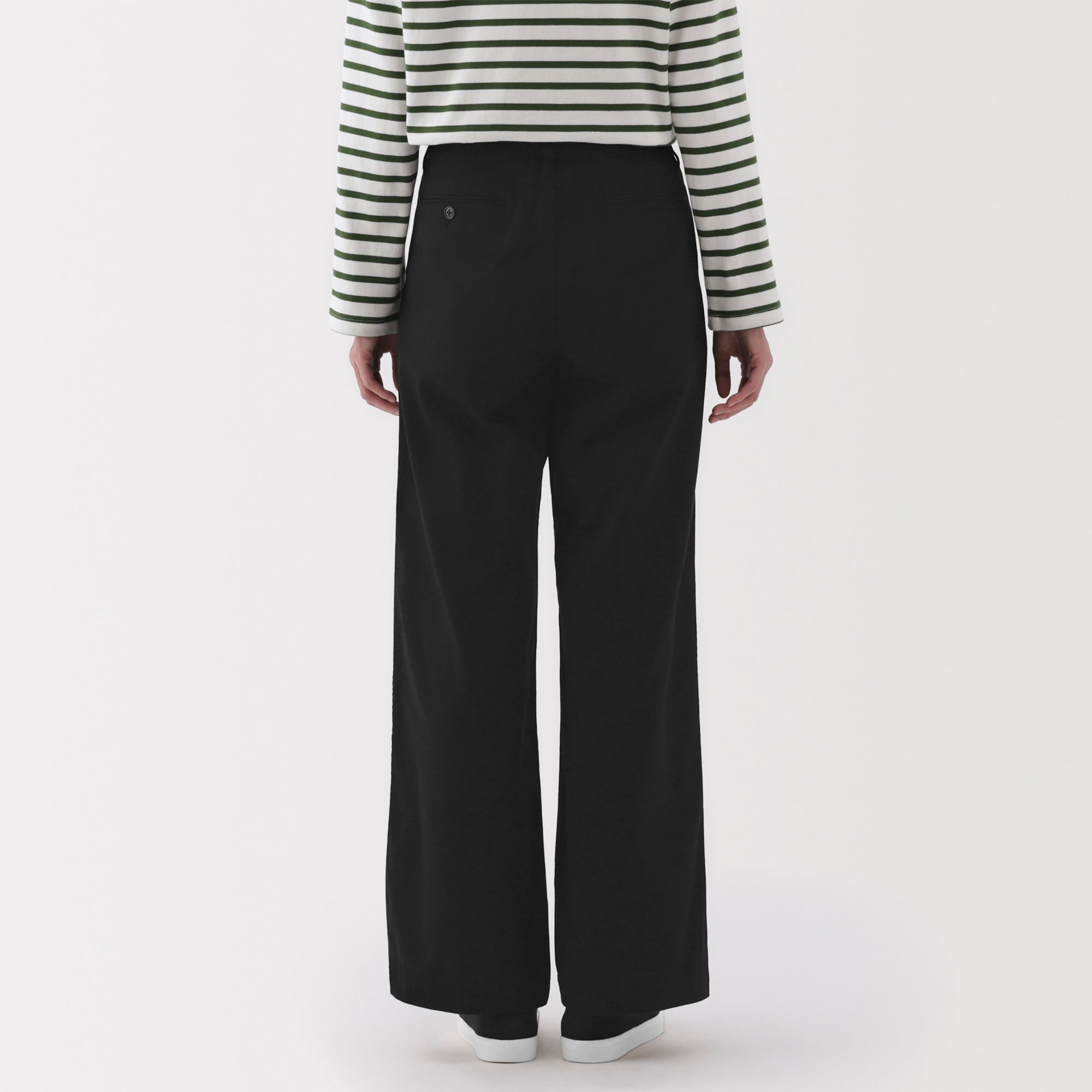 婦人　ムラ糸　チノタックワイドパンツ　股下長め