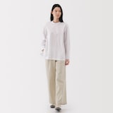 婦人　ムラ糸　チノタックワイドパンツ　股下長め