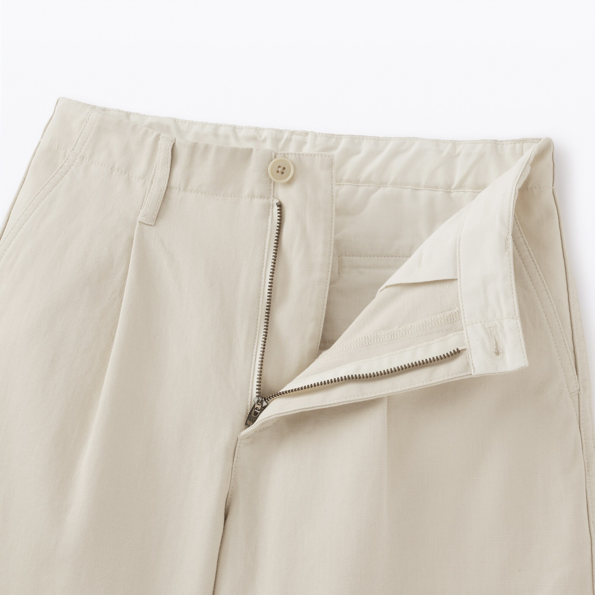 婦人　ムラ糸　チノタックワイドパンツ　股下長め