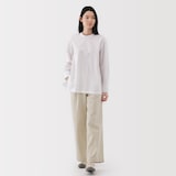 婦人　ムラ糸　チノタックワイドパンツ　股下長め