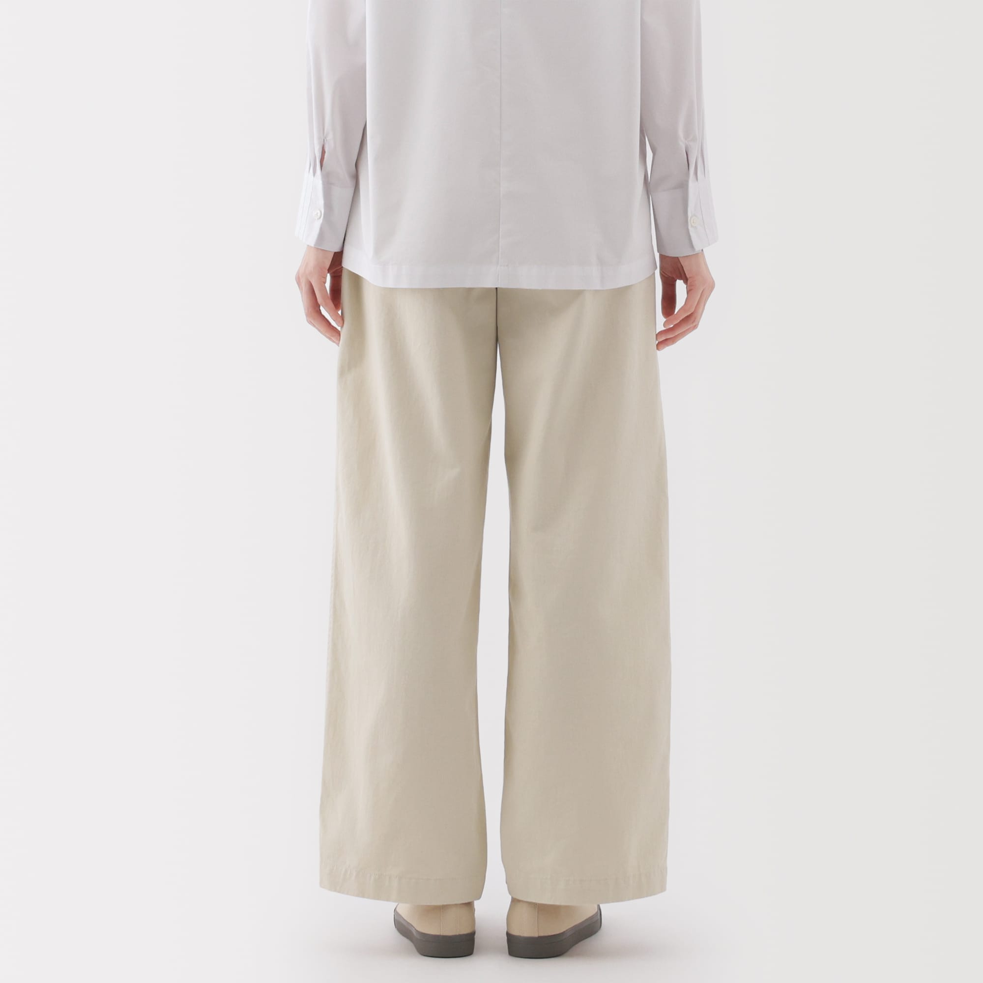 婦人 ムラ糸 チノタックワイドパンツ 股下長め | 無印良品