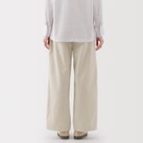 婦人　ムラ糸　チノタックワイドパンツ　股下長め