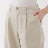 婦人　ムラ糸　チノタックワイドパンツ　股下長め