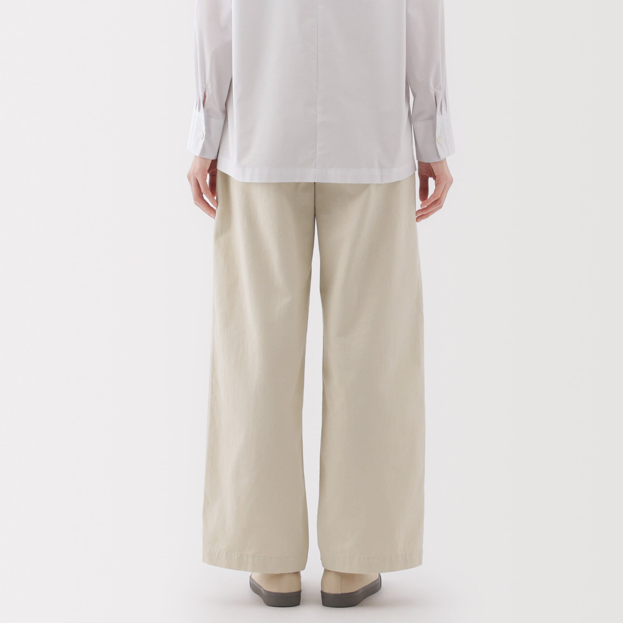 婦人 ムラ糸 チノタックワイドパンツ 股下長め | 無印良品