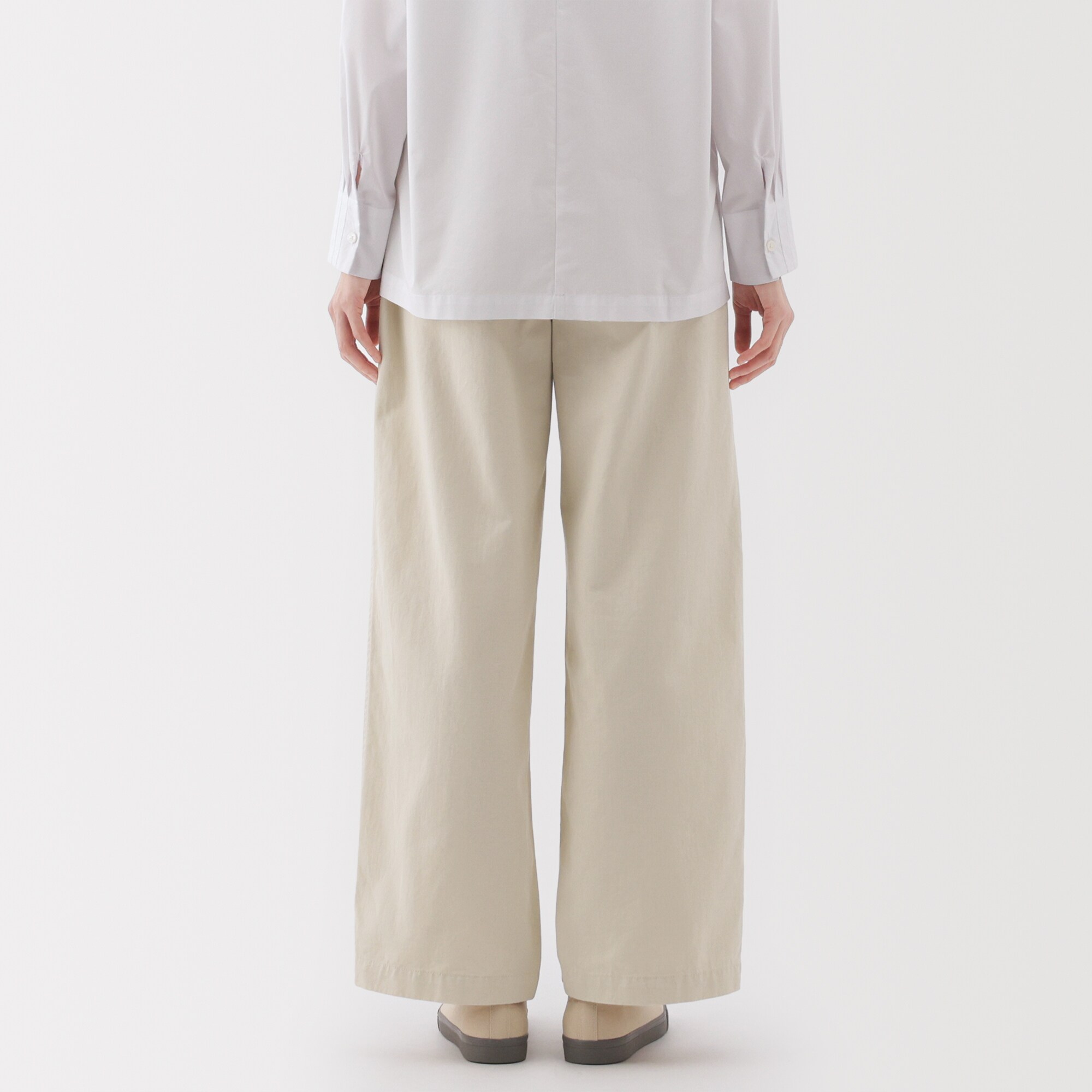 婦人 ムラ糸 チノタックワイドパンツ 股下長め | 無印良品