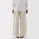 婦人　ムラ糸　チノタックワイドパンツ　股下長め