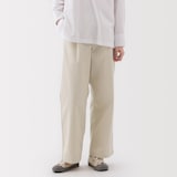 婦人　ムラ糸　チノタックワイドパンツ　股下長め