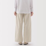 婦人　ムラ糸　チノタックワイドパンツ　股下長め