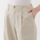 婦人　ムラ糸　チノタックワイドパンツ　股下長め