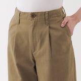婦人　ムラ糸　チノタックワイドパンツ　股下長め