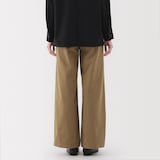 婦人　ムラ糸　チノタックワイドパンツ　股下長め