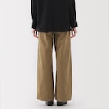 婦人　ムラ糸　チノタックワイドパンツ　股下長め