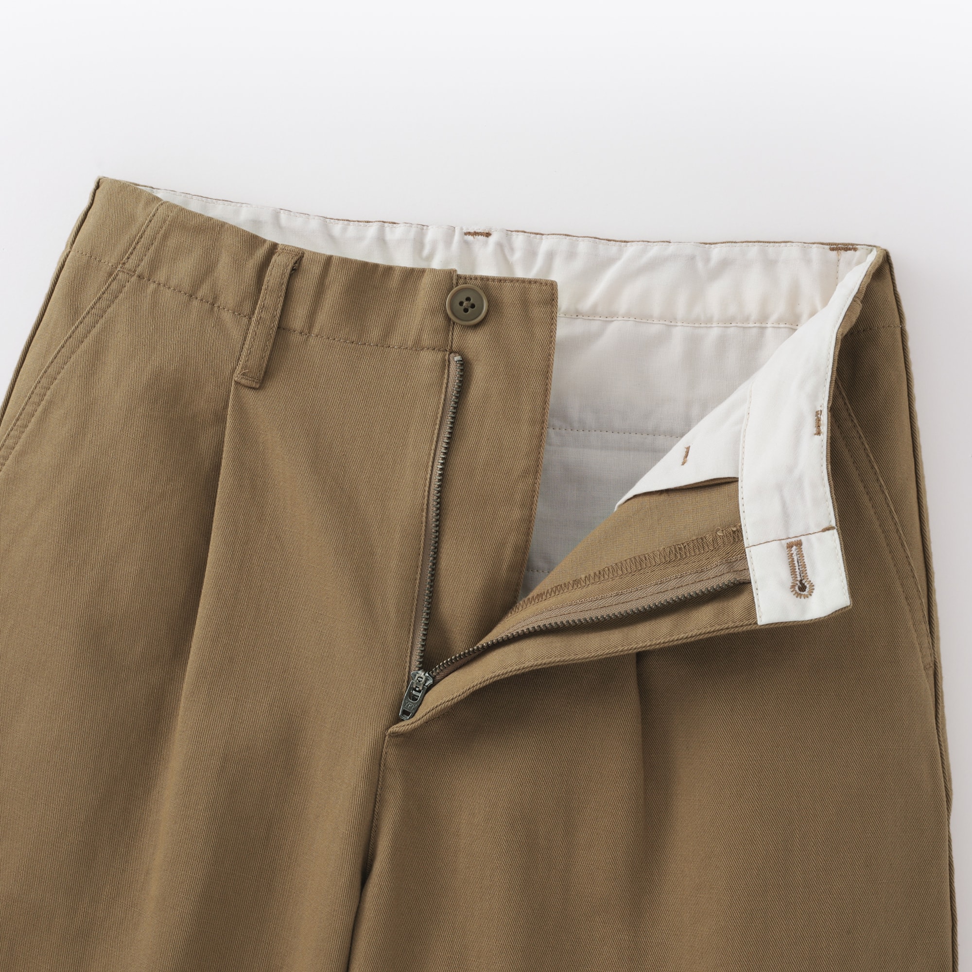 婦人　ムラ糸　チノタックワイドパンツ　股下長め