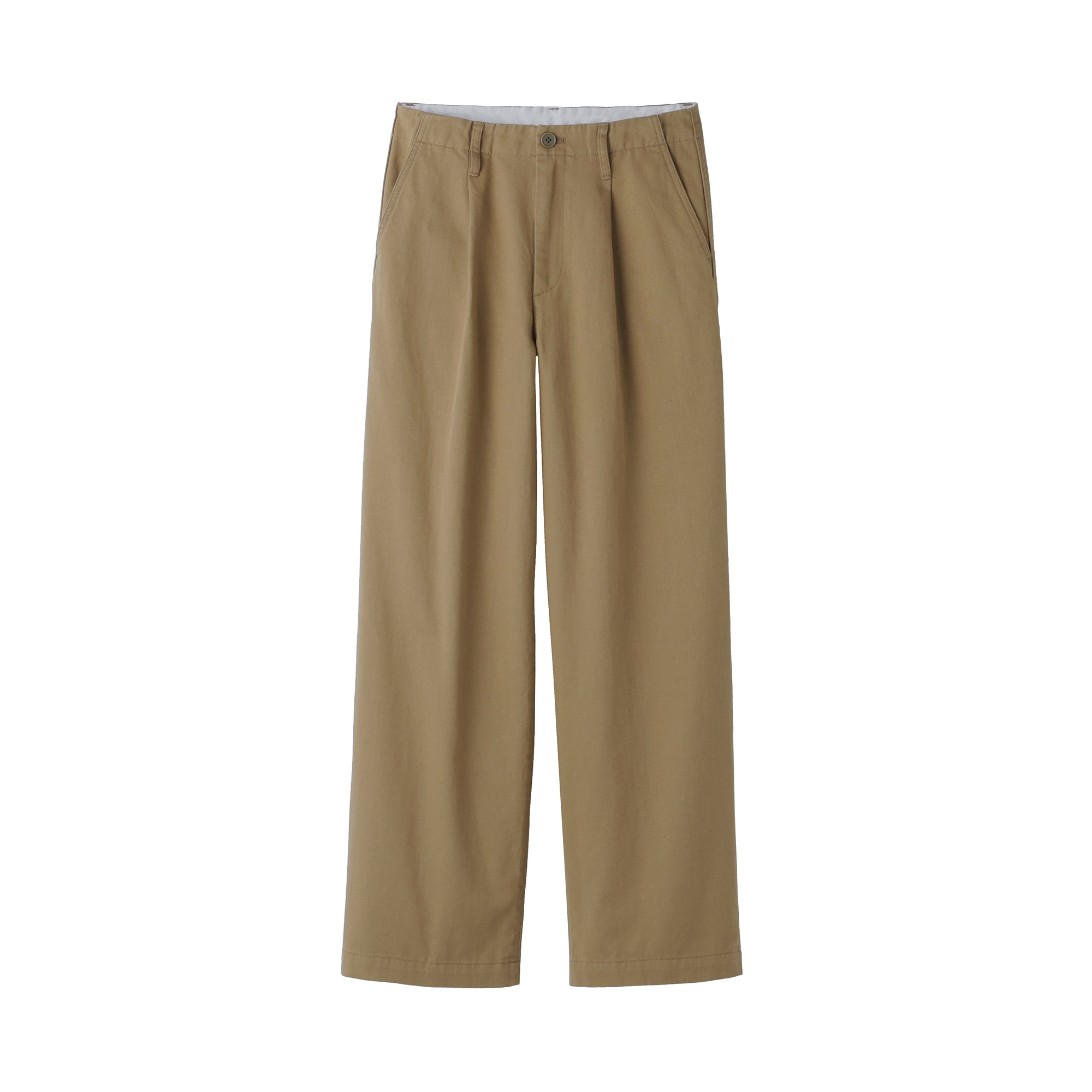 婦人　ムラ糸　チノタックワイドパンツ　股下長め