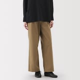 婦人　ムラ糸　チノタックワイドパンツ　股下長め