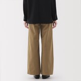 婦人　ムラ糸　チノタックワイドパンツ　股下長め