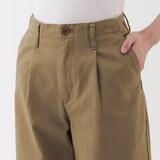婦人　ムラ糸　チノタックワイドパンツ　股下長め