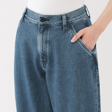 婦人　木の実から作ったカポック混　デニムワイドテーパードパンツ