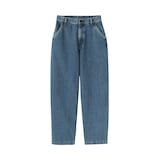 婦人　木の実から作ったカポック混　デニムワイドテーパードパンツ