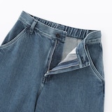 婦人　木の実から作ったカポック混　デニムワイドテーパードパンツ