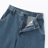 婦人　木の実から作ったカポック混　デニムワイドテーパードパンツ