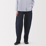 婦人　木の実から作ったカポック混　デニムワイドテーパードパンツ