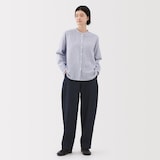 婦人　木の実から作ったカポック混　デニムワイドテーパードパンツ