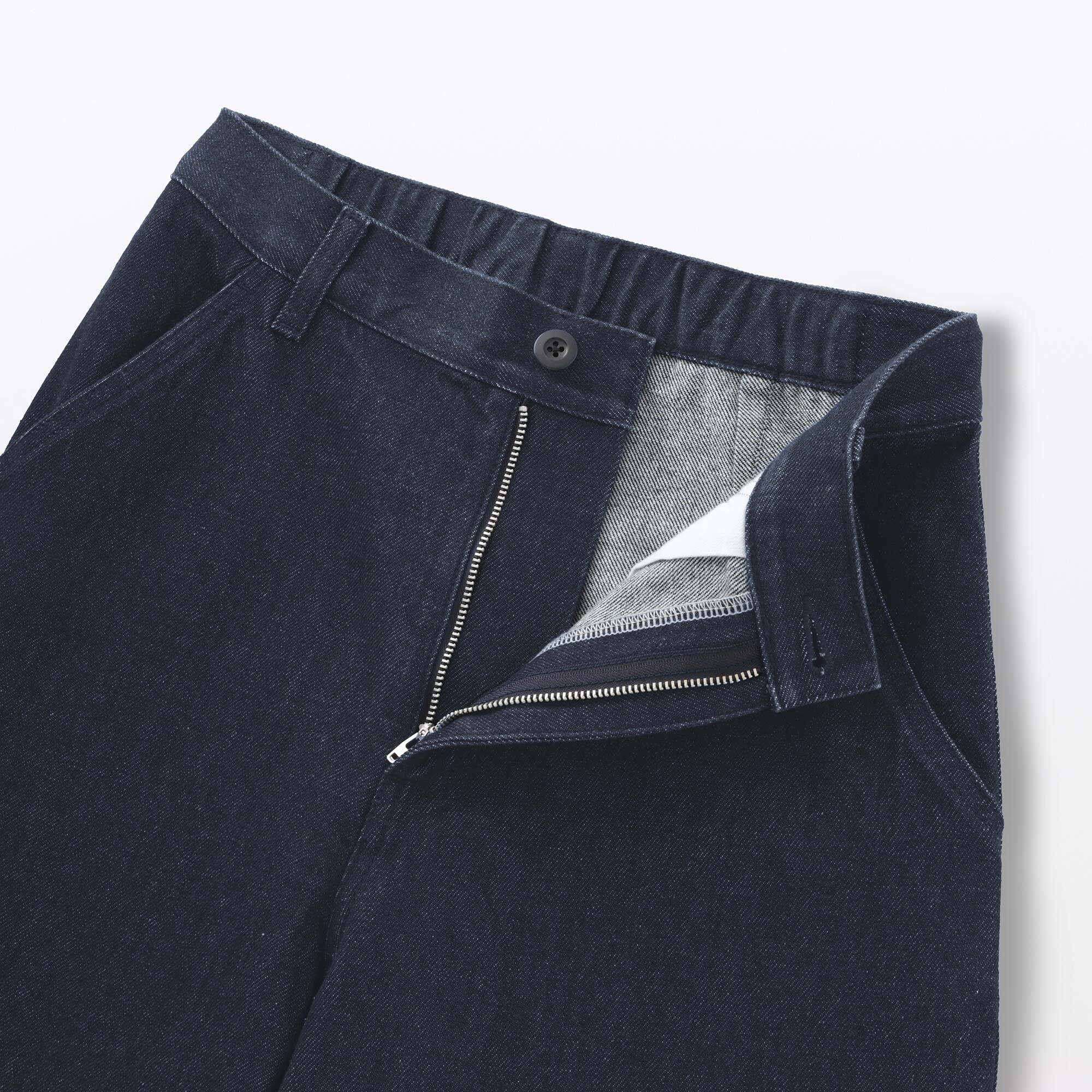 婦人　木の実から作ったカポック混　デニムワイドテーパードパンツ