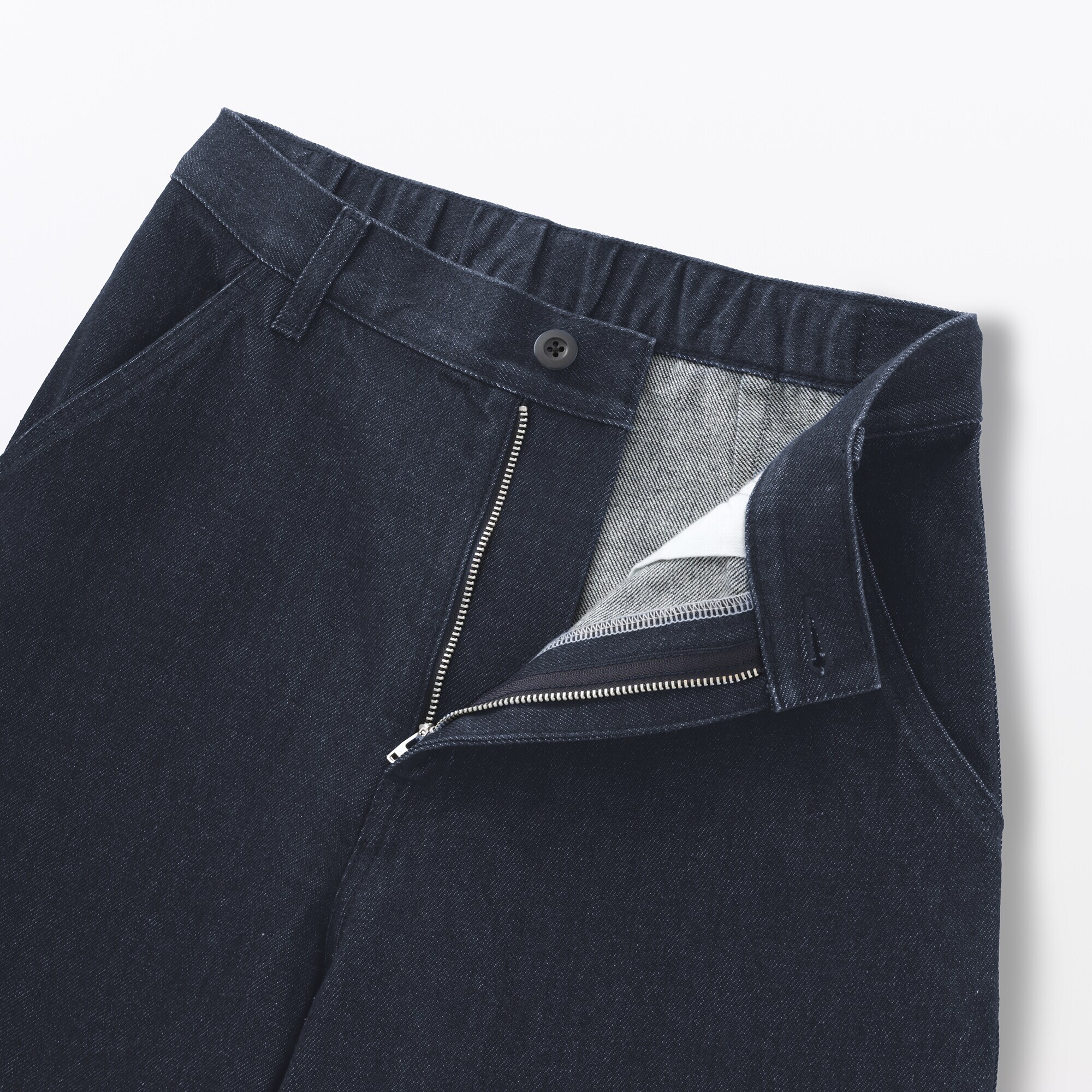 婦人　木の実から作ったカポック混　デニムワイドテーパードパンツ